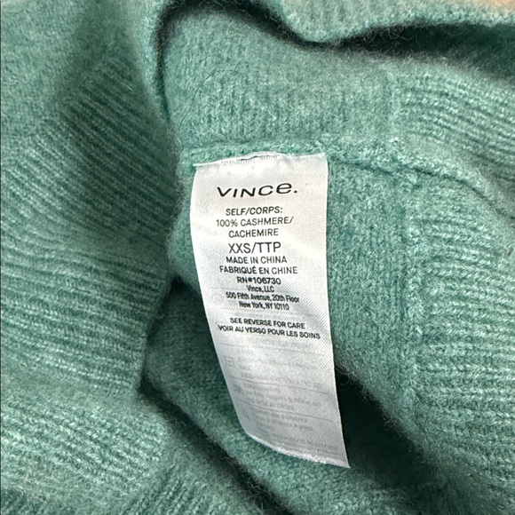 Vince Boiled Cashmere Dolman Sweater in the color Heather Sea Laurel XXS - Picture 7 of 8